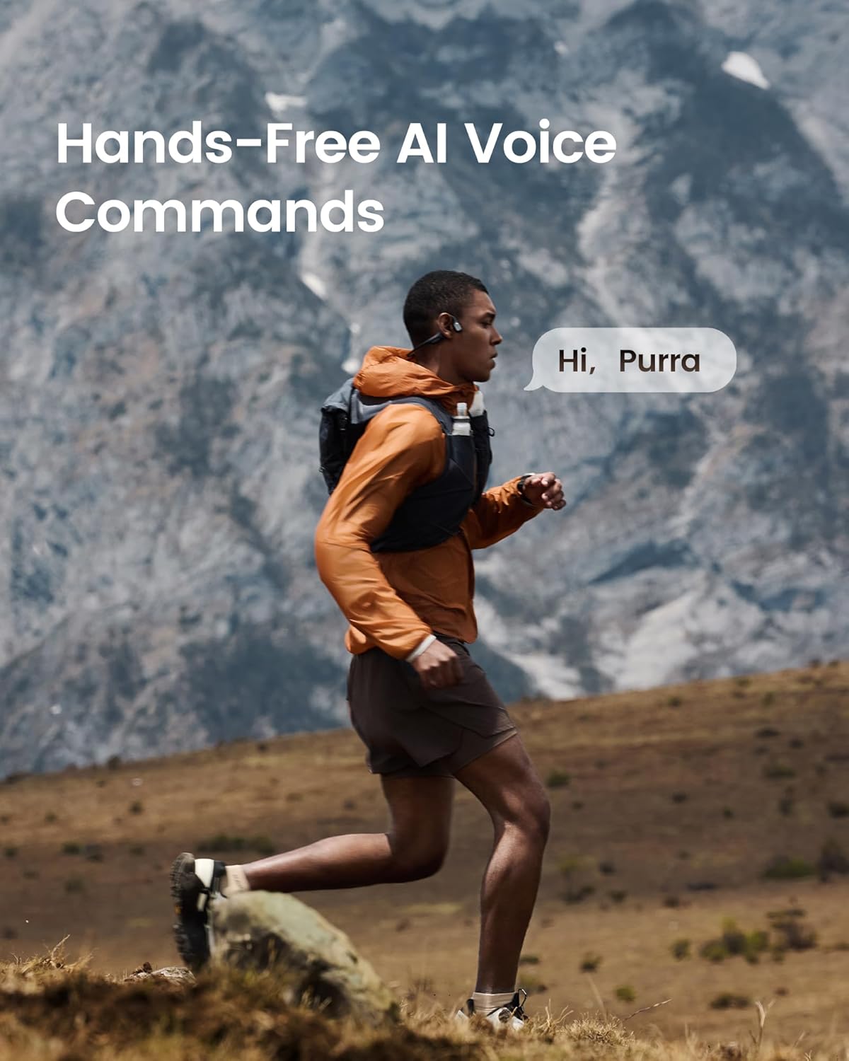 mojawa Purra Run Bone Conduction Sport Headphones, Open-Ear Bluetooth Headphones with Mic, IP67 Waterproof, Deep Bass, Voice Control, Secure Fit for Running, Cycling, and Workouts (Black) - Image 6