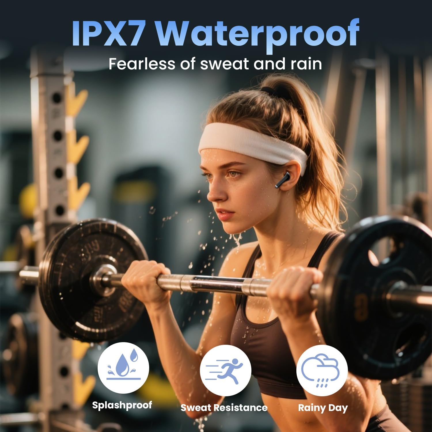 Wireless Earbuds, Bluetooth Headphones with Deep Bass Stereo, 48H Playback Ear Buds with LED Power Display, Lightweight, IPX7, in-Ear Earphones with Mic for iPhone/Android/iPad, Black - Image 9