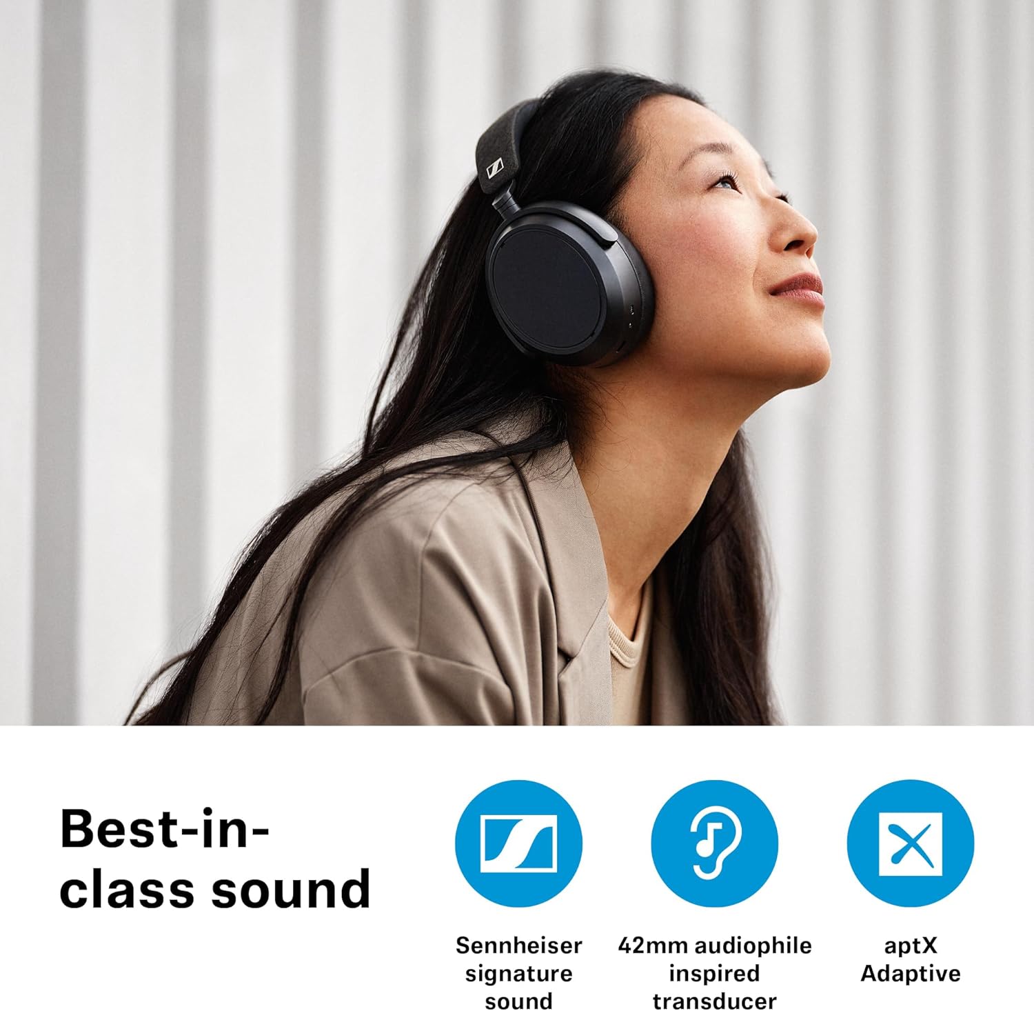 Sennheiser MOMENTUM 4 Wireless Headphones - Bluetooth Headset for Crystal-Clear Calls with Adaptive Noise Cancellation, 60h Battery Life, Lightweight Folding Design, Black - Image 5