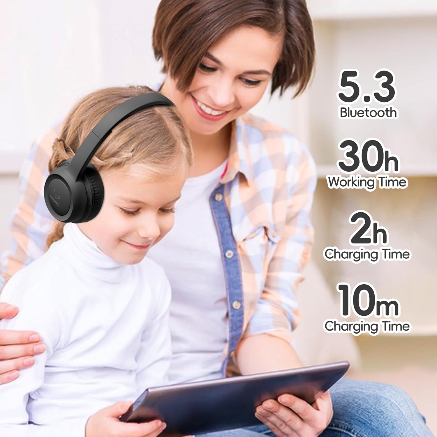 Kids Bluetooth Headphones,Kids Wireless Headphone with 85dBVolume Limiter, 30H Playtime, Adjustable Headband,Over-Ear Headphones for Kid School Online Class Travel - Image 5