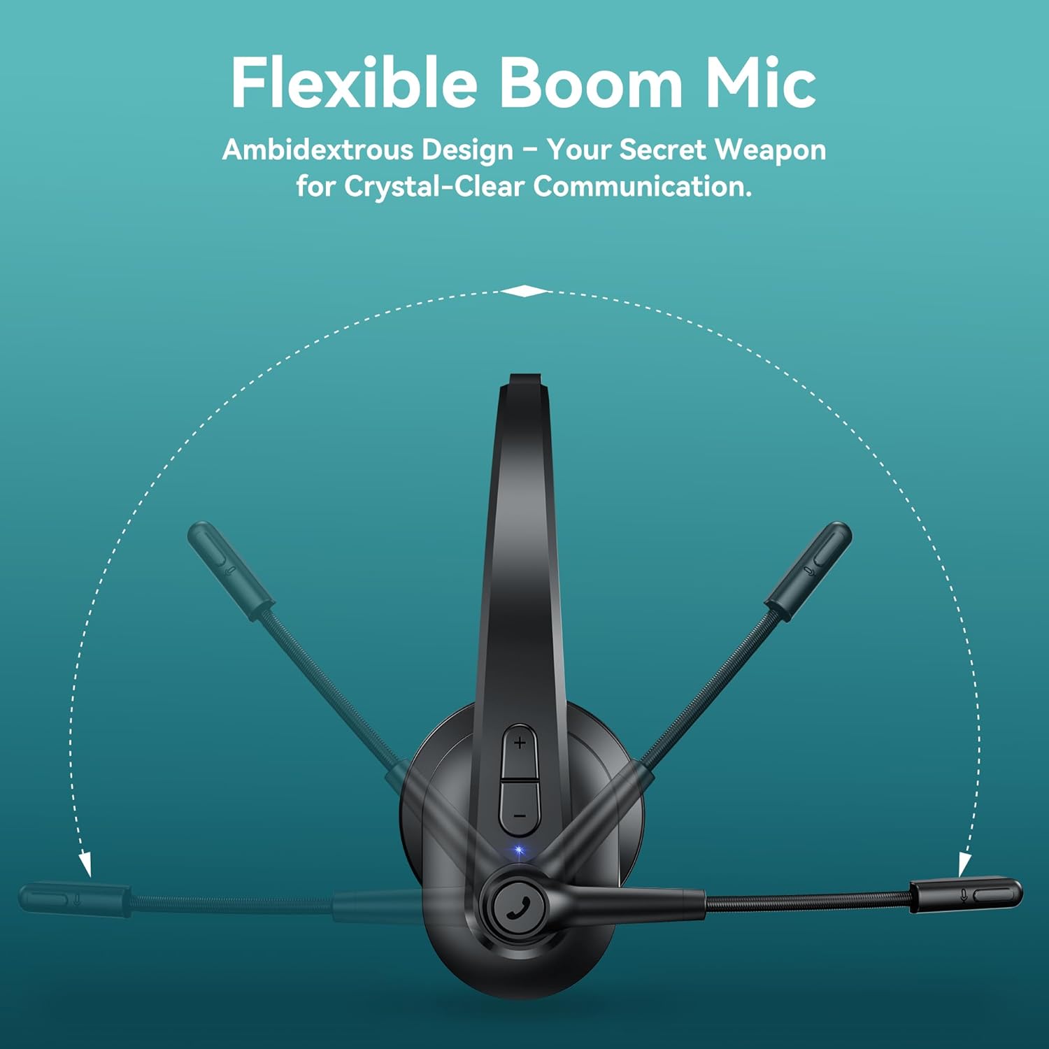 Bluetooth Headset with USB Dongle for Computer, Single-Ear Wireless Headset with Noise Cancelling Microphone for Office & Truckers, Bluetooth V5.2 with Mute Button for Work - Image 6