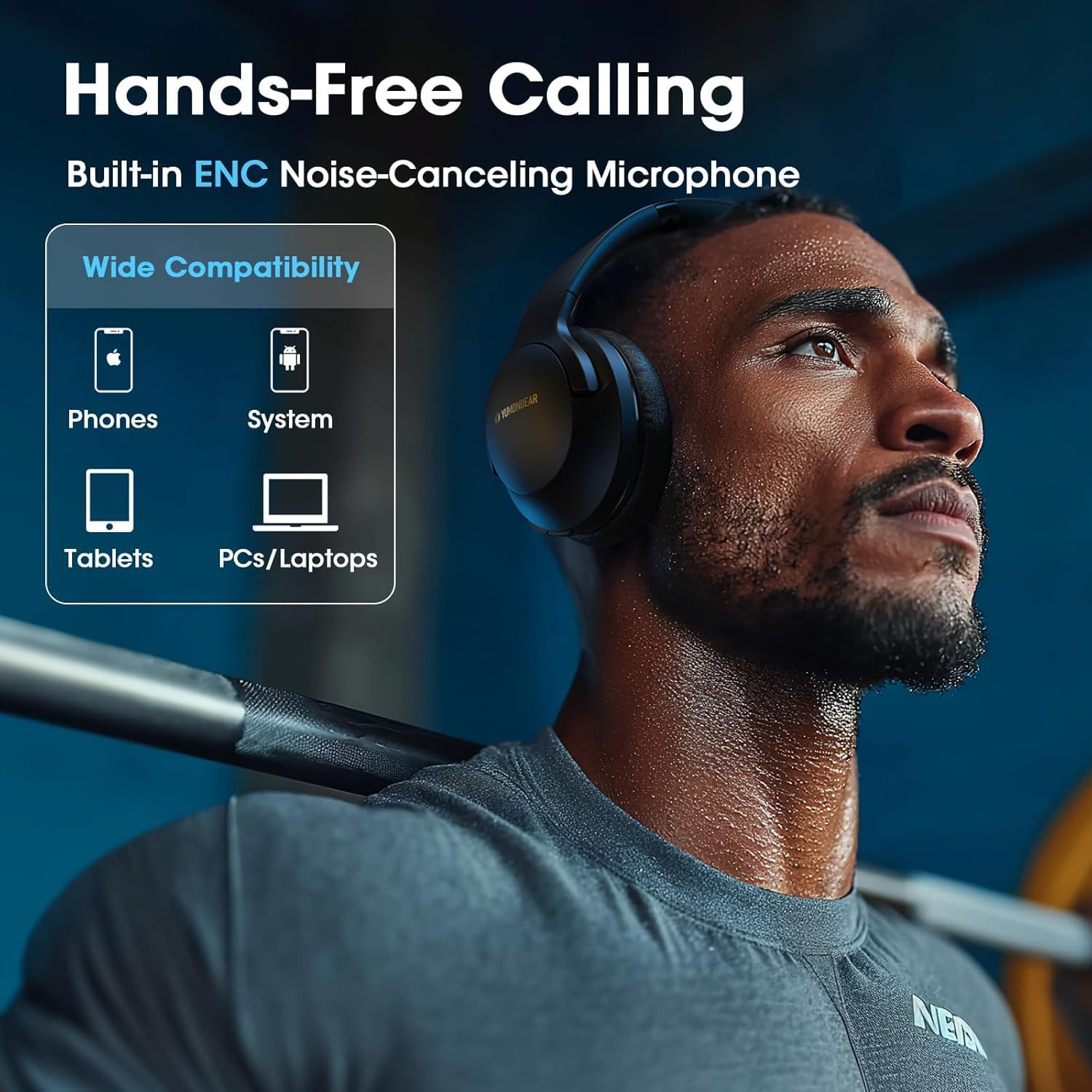 F1 Bluetooth Headphones Over Ear, 80H Playtime Bluetooth 5.4 Wireless Headphones with Deep Bass, 3 EQ Sound Modes, ENC Mic, Foldable & Comfortable for Travel, PC, Phone, Gym, Gift, Black - Image 8