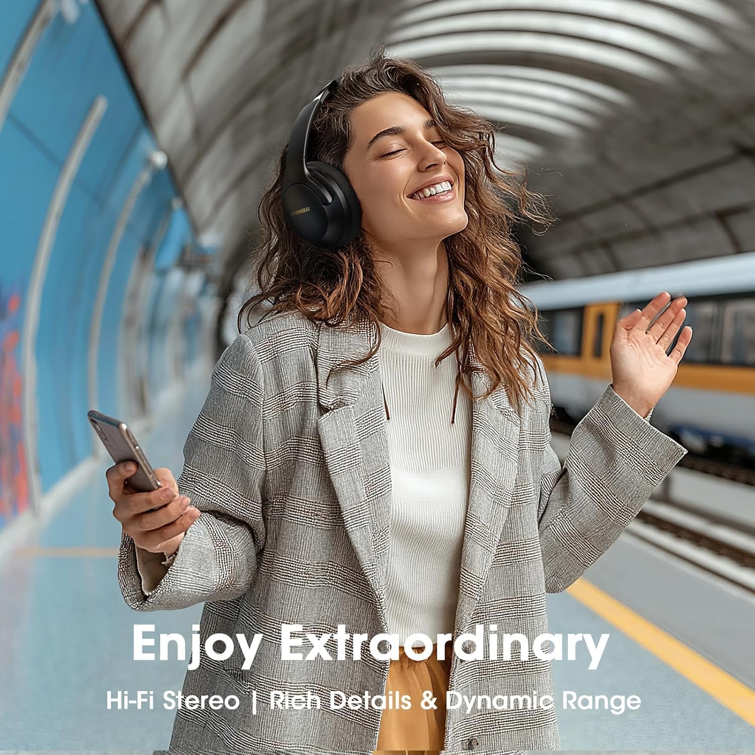F1 Bluetooth Headphones Over Ear, 80H Playtime Bluetooth 5.4 Wireless Headphones with Deep Bass, 3 EQ Sound Modes, ENC Mic, Foldable & Comfortable for Travel, PC, Phone, Gym, Gift, Black - Image 9