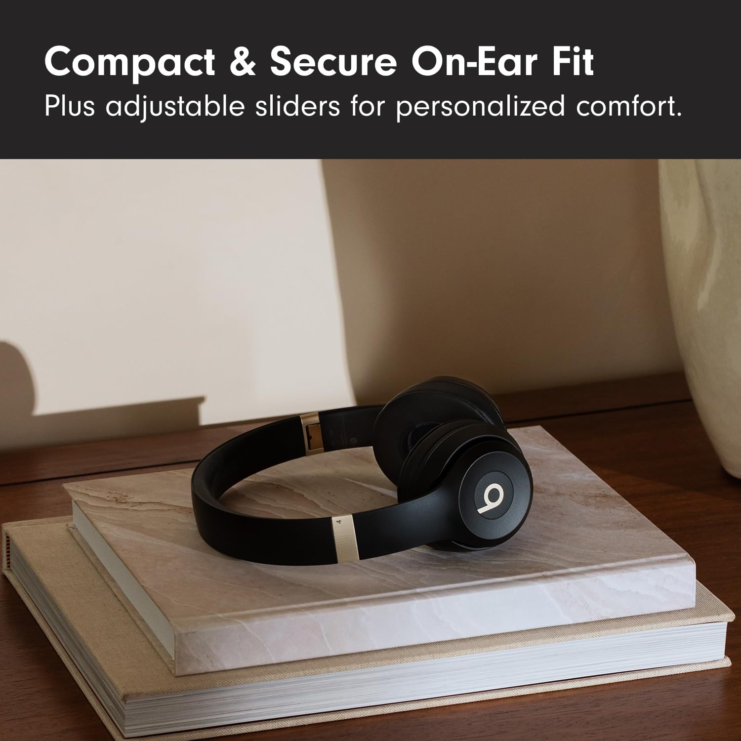 Beats Solo 4 - Wireless On-Ear Bluetooth Headphones, Up to 50-Hour Battery Life, Ultra-Lightweight Comfort, Powerful and Balanced Sound, Apple & Android Compatible - Black & Gold - Image 4