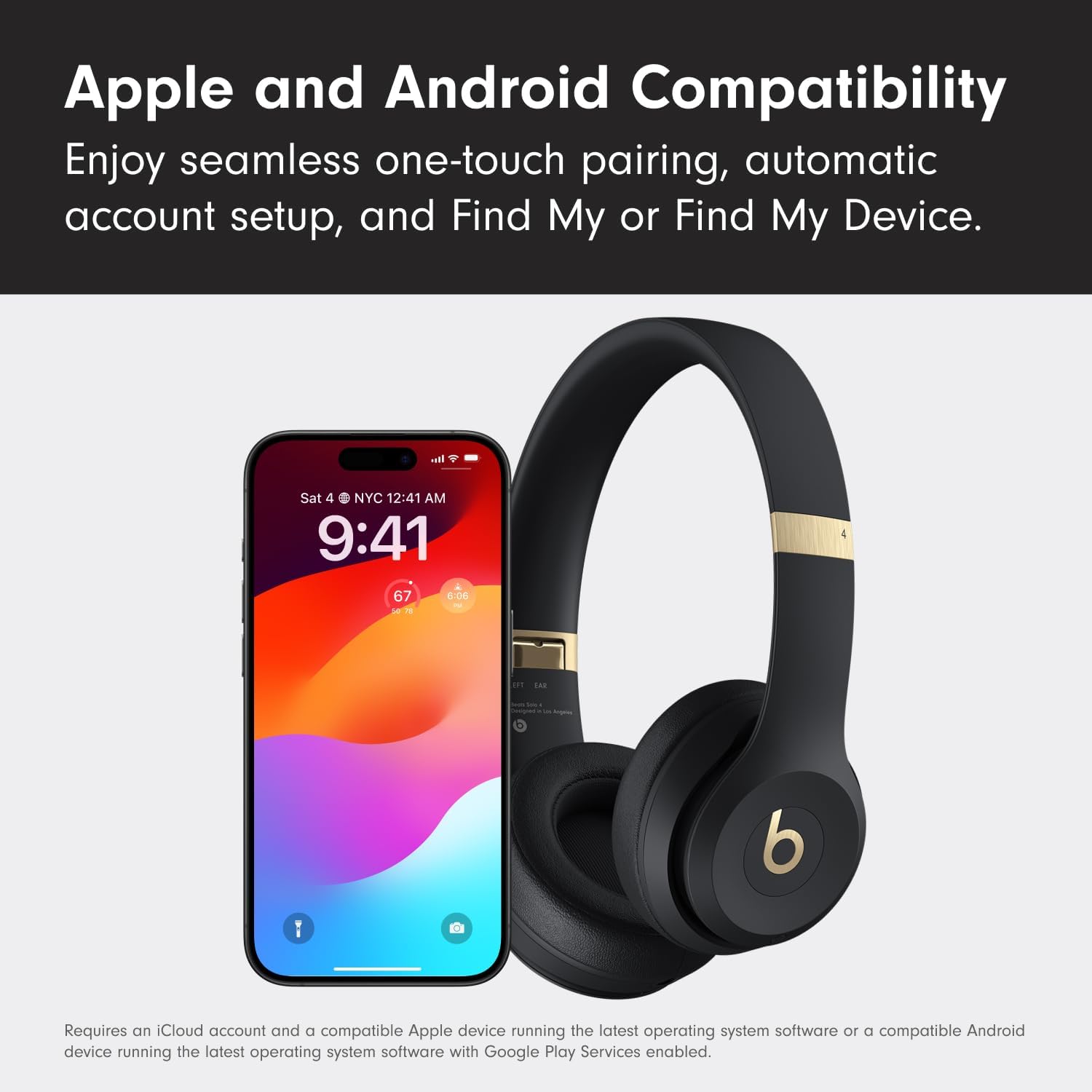Beats Solo 4 - Wireless On-Ear Bluetooth Headphones, Up to 50-Hour Battery Life, Ultra-Lightweight Comfort, Powerful and Balanced Sound, Apple & Android Compatible - Black & Gold - Image 8