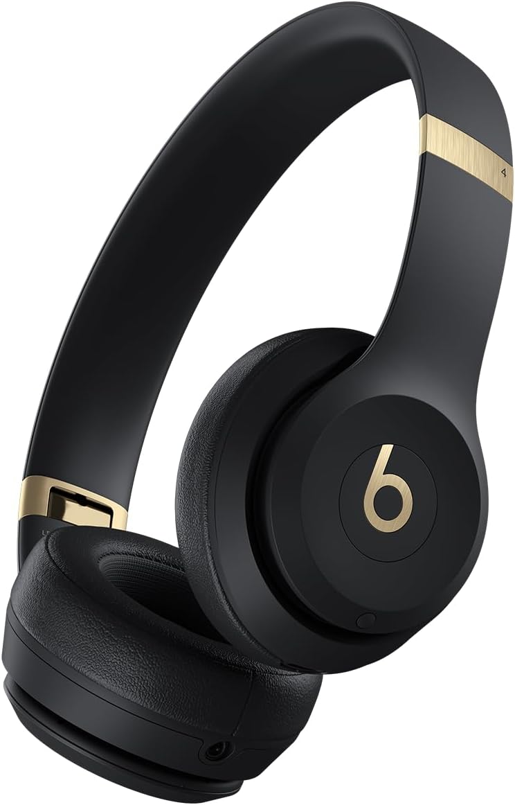 Beats Solo 4 - Wireless On-Ear Bluetooth Headphones, Up to 50-Hour Battery Life, Ultra-Lightweight Comfort, Powerful and Balanced Sound, Apple & Android Compatible - Black & Gold - Image 2