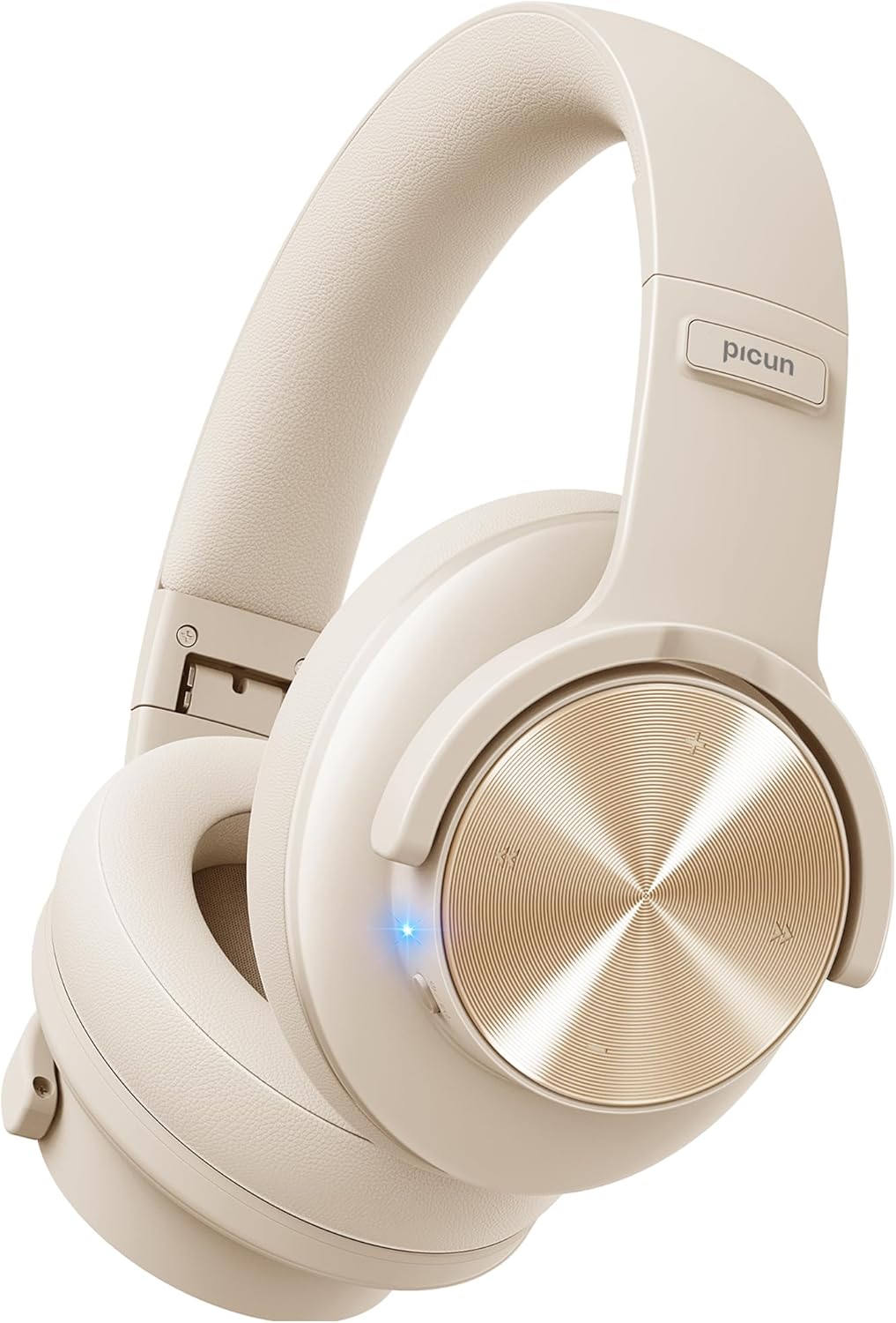 Picun B8 Bluetooth Headphones, 120H Playtime Headphone Wireless Bluetooth with 3 EQ Modes, Low Latency, Hands-Free Calls, Over Ear Headphones for Travel Home Office Cellphone PC Khaki White - Image 2