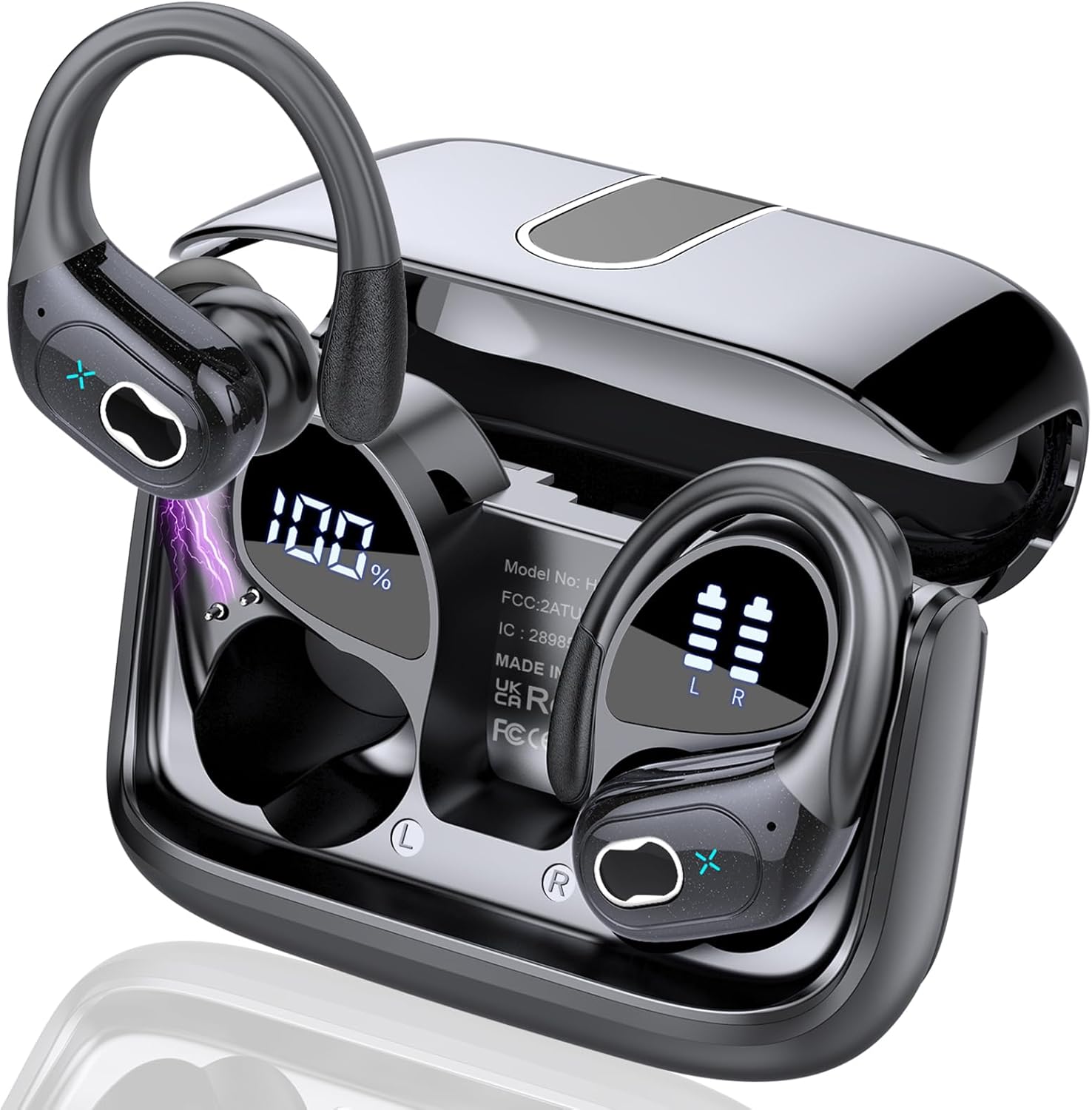 Wireless Earbuds 75hrs Bluetooth 5.4 Headphone Sport, 2025 Bluetooth Earbuds Stereo Deep Bass Over Ear Bud with Earhooks, ENC Noise Cancelling Mic, IPX7 Waterproof Earphone for Workout/Running - Image 2