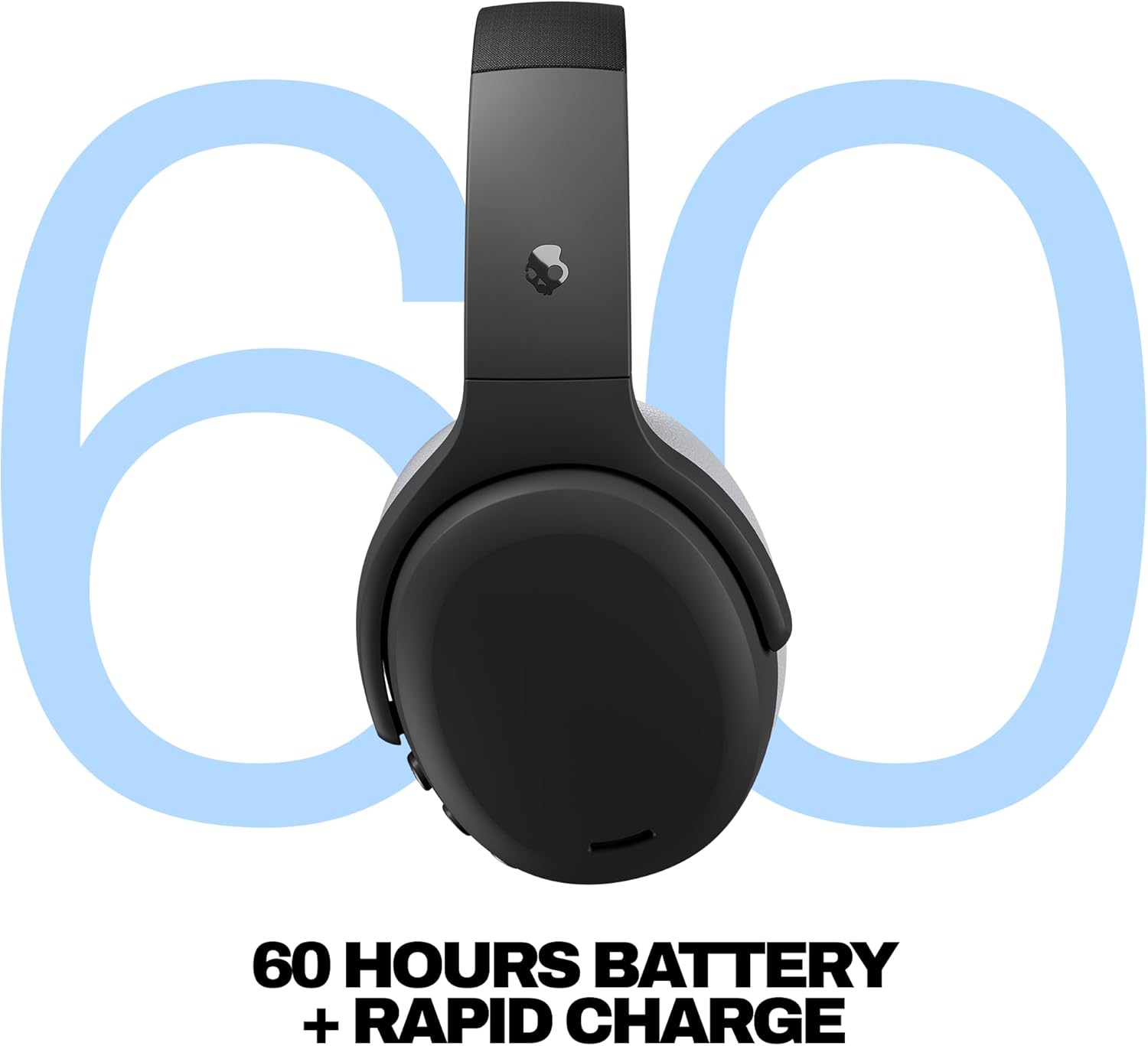 Skullcandy Crusher ANC 2 Wireless Over-Ear Bluetooth Headphones with Multi-Sensory Bass, Active Noise Cancelling, Up to 60 Hours Battery, Microphone for iPhone Android - Black/Asphalt - Image 4