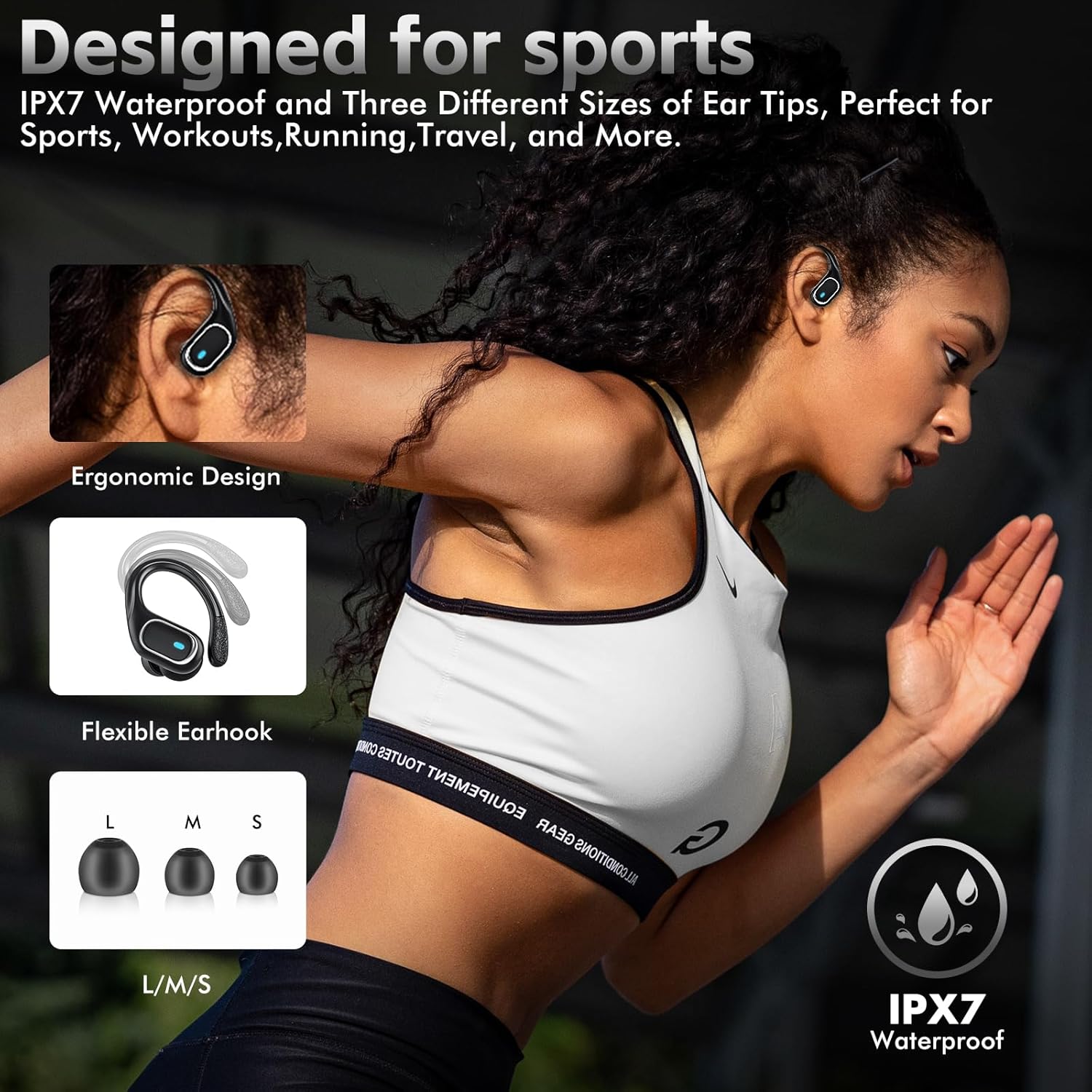 Wireless Earbuds Bluetooth 5.3 Headphones with 80H Playback, IPX7 Waterproof Over Ear Buds with LED Power Display for Sports Running Workouts - Image 6