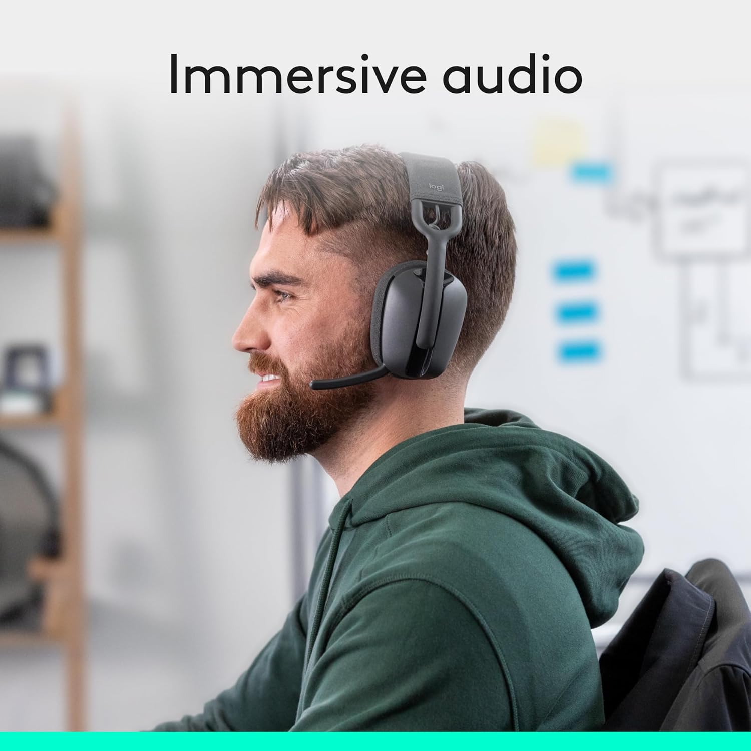 Logitech Zone Vibe 100 Lightweight Wireless Over Ear Headphones with Noise Canceling Microphone, Advanced Multipoint Bluetooth Headset, Works with Teams, Google Meet, Zoom, Mac/PC - Graphite - Image 5