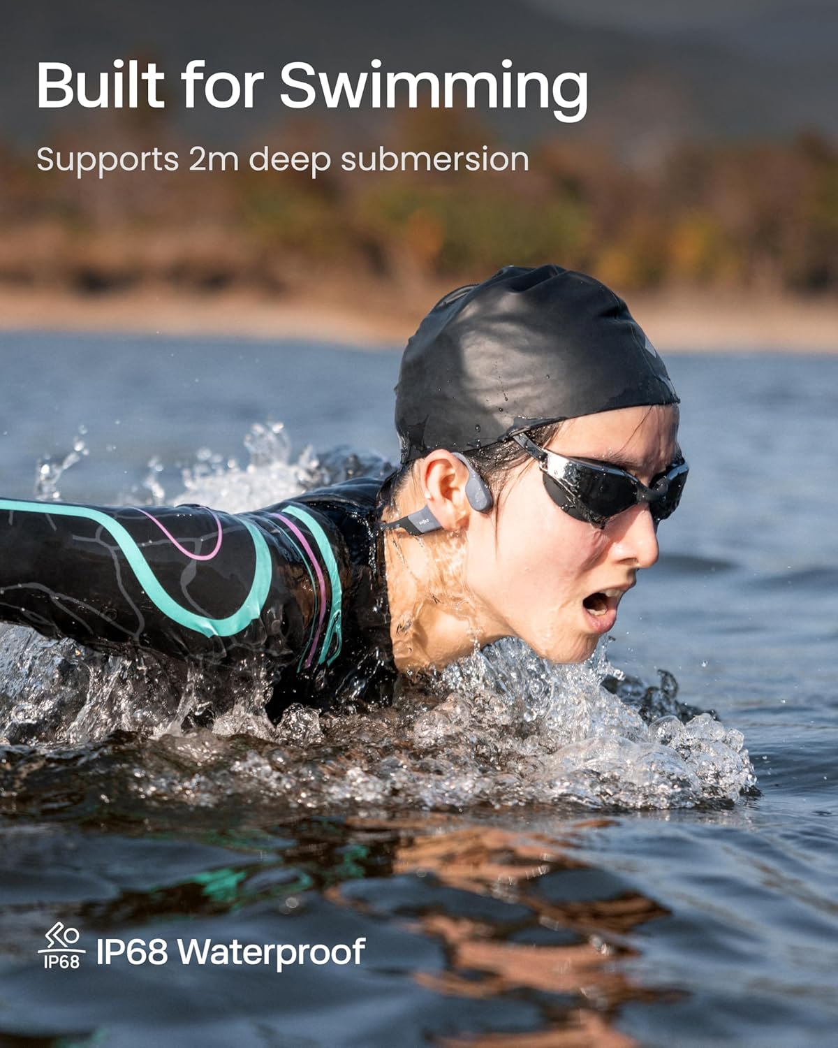 SHOKZ OpenSwim Pro - Open-Ear Bluetooth & MP3 Bone Conduction Sport Headphones, Swimming Headphones, IP68 Waterproof, Grey - Image 4