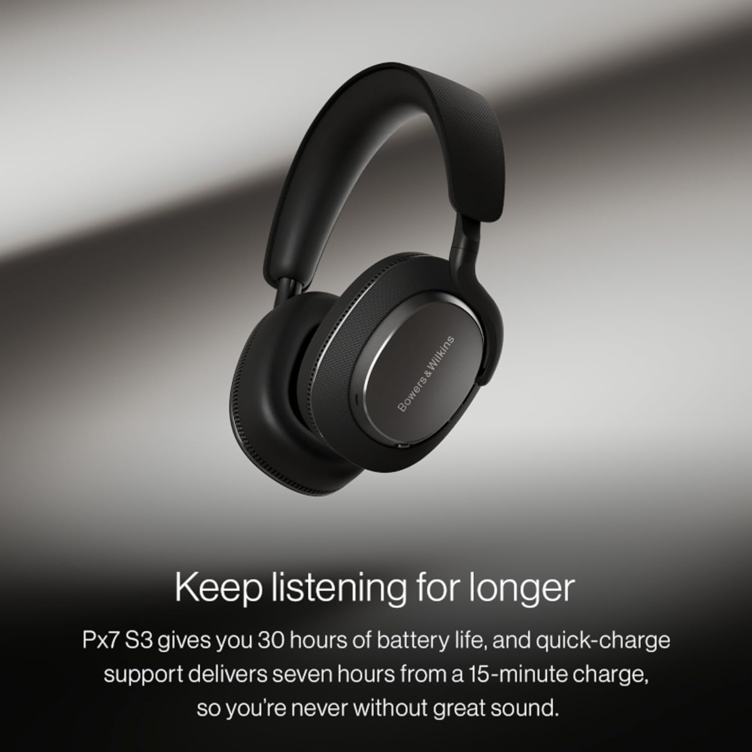 Bowers & Wilkins Px7 S3 Wireless Headphones Over Ear Noise Cancelling, Active Noise Cancelling & Transparency Mode, Hi-Res Sound, Bluetooth, 30-Hr Playtime, Quick Charge, Anthracite Black - Image 6