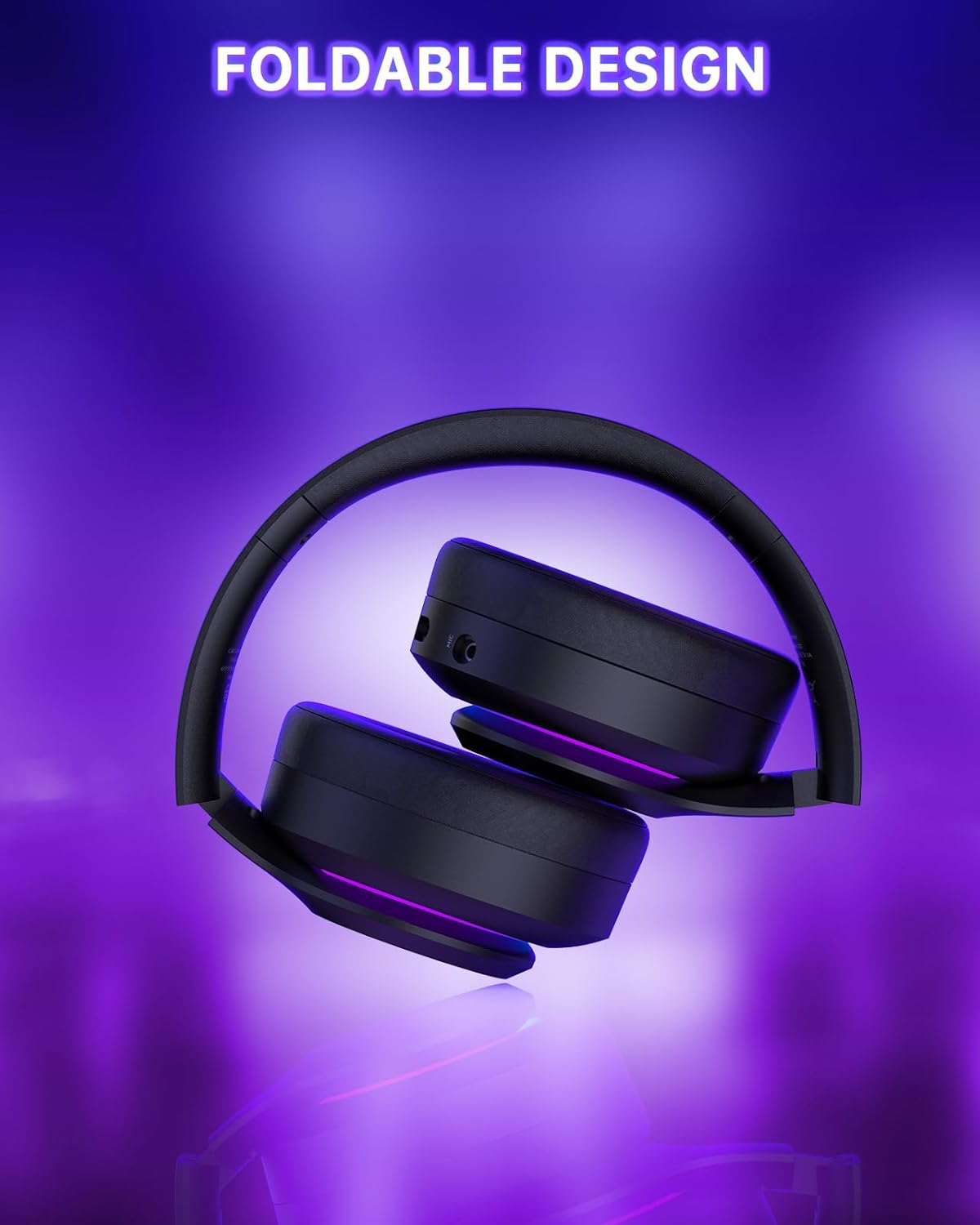 Wireless Gaming Headset for PS5, Foldable 2.4GHz Gaming Headphones for PS5, PS4, Switch, PC, Bluetooth 5.4 Gaming Headset with 45H Battery, Noise Canceling Mic, USB-C, RGB Lights - Black - Image 9