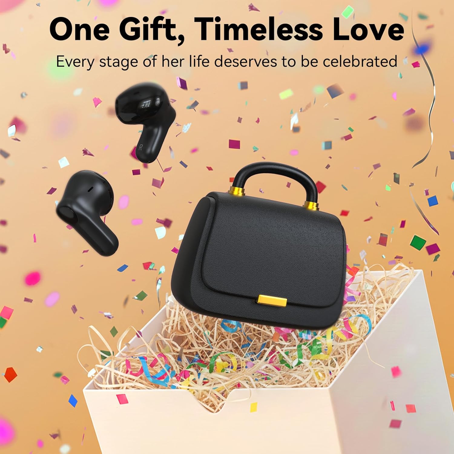 ANCwear Ear Buds,Bluetooth 5.3 in-Ear Headphones,13mm Drivers Deliver Premium Sound Earphones,22H Playtime True Wireless Earbuds with Unique Mini Handbag Charging Case (Classic, Black) - Image 4