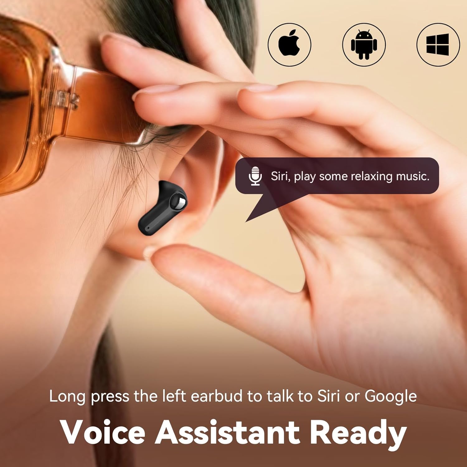 ANCwear Ear Buds,Bluetooth 5.3 in-Ear Headphones,13mm Drivers Deliver Premium Sound Earphones,22H Playtime True Wireless Earbuds with Unique Mini Handbag Charging Case (Classic, Black) - Image 6