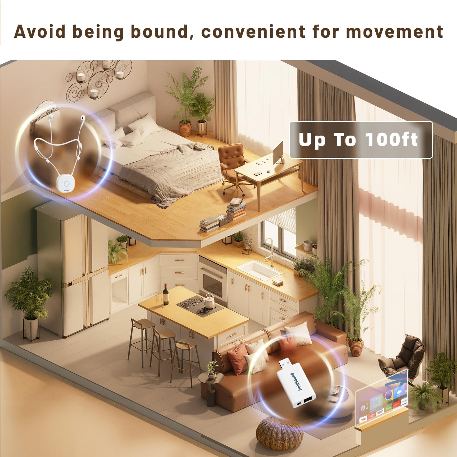 Holdsound Wireless Headphones for TV, TV Headphones Wireless for Seniors with USB/Optical Transmitter, No Delay, 15Hrs Playtime, 100ft Range, Easy to Use, Comfortable Fit - Image 5