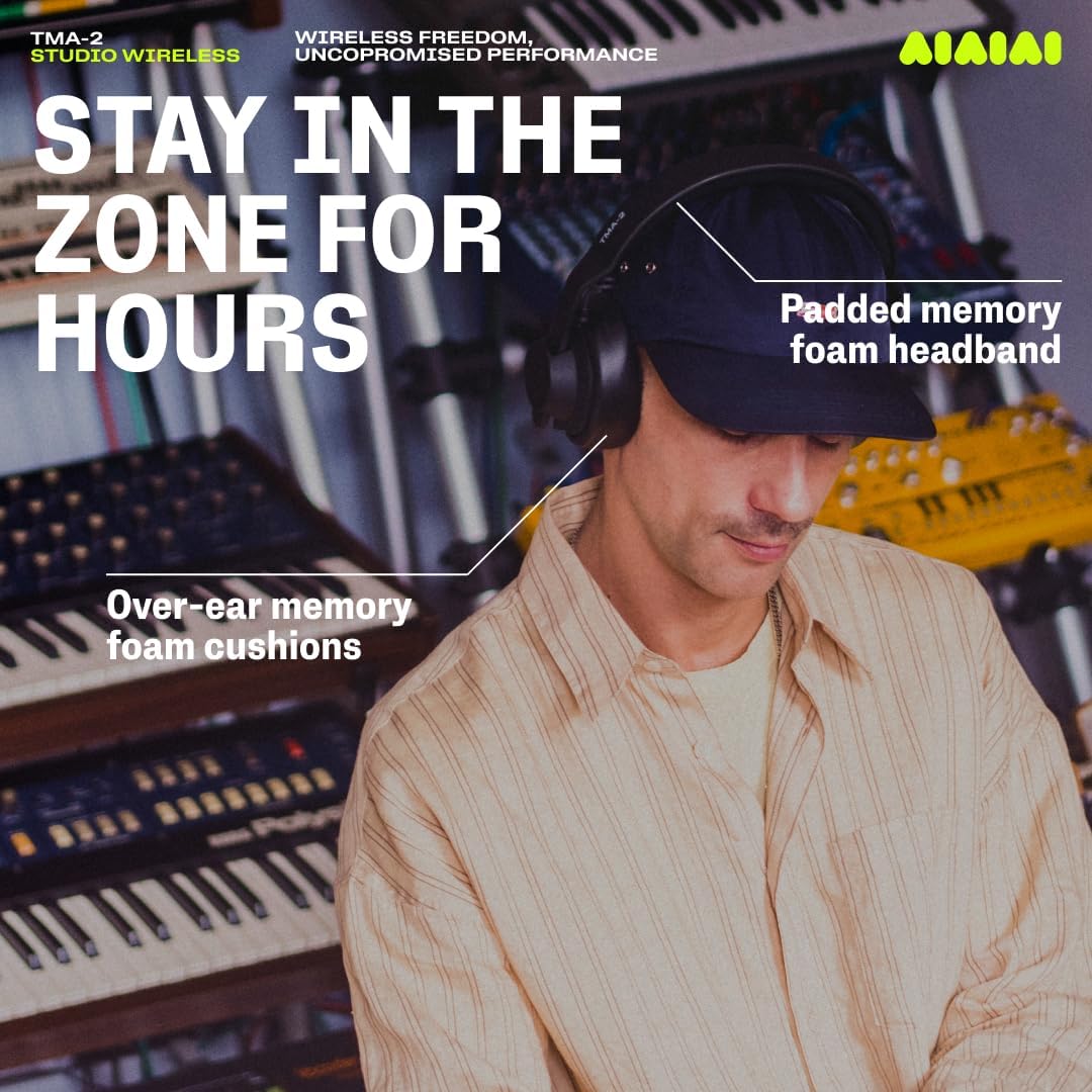 AIAIAI TMA-2 Professional Studio Wireless Headphones, Ultra Low Latency W+ Link, Modular with 40mm Bio-Cellulose Drivers, 20–40H Battery, Memory Foam Ear Pads, and Bluetooth - Image 7