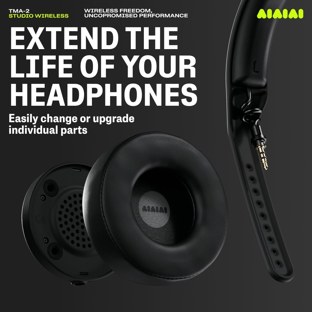 AIAIAI TMA-2 Professional Studio Wireless Headphones, Ultra Low Latency W+ Link, Modular with 40mm Bio-Cellulose Drivers, 20–40H Battery, Memory Foam Ear Pads, and Bluetooth - Image 8