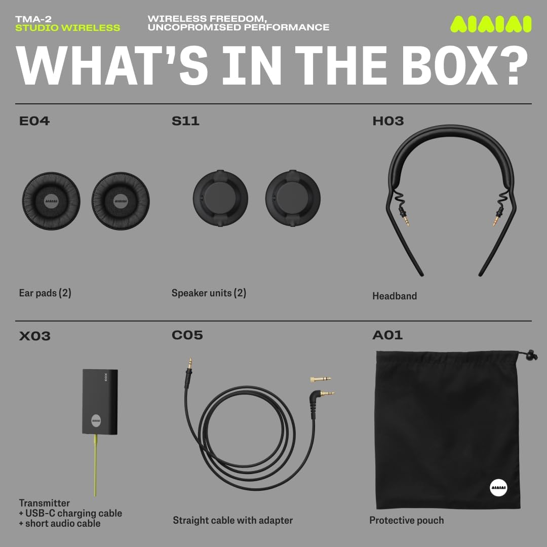 AIAIAI TMA-2 Professional Studio Wireless Headphones, Ultra Low Latency W+ Link, Modular with 40mm Bio-Cellulose Drivers, 20–40H Battery, Memory Foam Ear Pads, and Bluetooth - Image 9