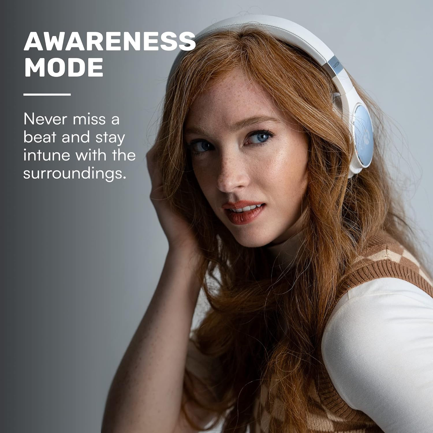 Raycon The Everyday Wireless Bluetooth Over Ear Headphones, with Active Noise Cancelling, Awareness Mode and Built in Microphone, IPX 4 Water Resistance, 40 Hours of Battery Life (Black) - Image 8